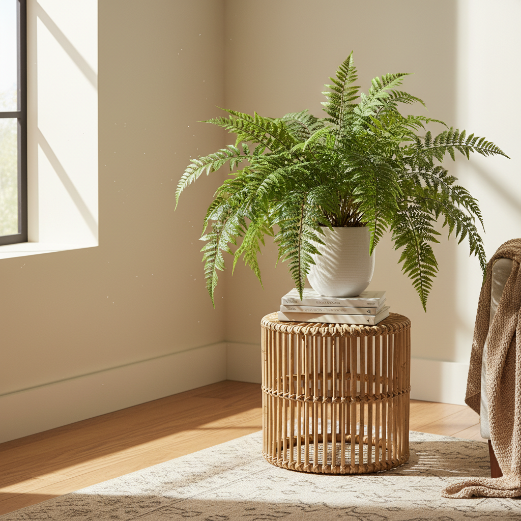 Styling an Artificial Fern Bush in Your Indoor Living Room on a Tight Budget: The Lush, Low-Maintenance Greenery You Can Achieve Without Spending a Fortune