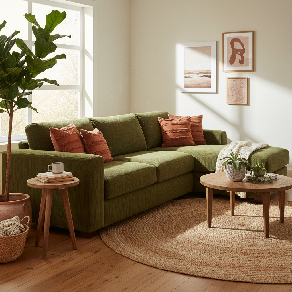 Real Mechanism, Not Marketed Feature: What Produces a Pulled-Together Modular Sectional Sofa Green Living Room