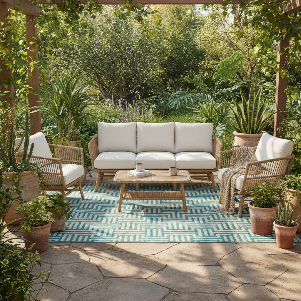 Same Rug, Two Completely Different Patios: How to Get More from Reversible Outdoor Patio Rug Decor Ideas