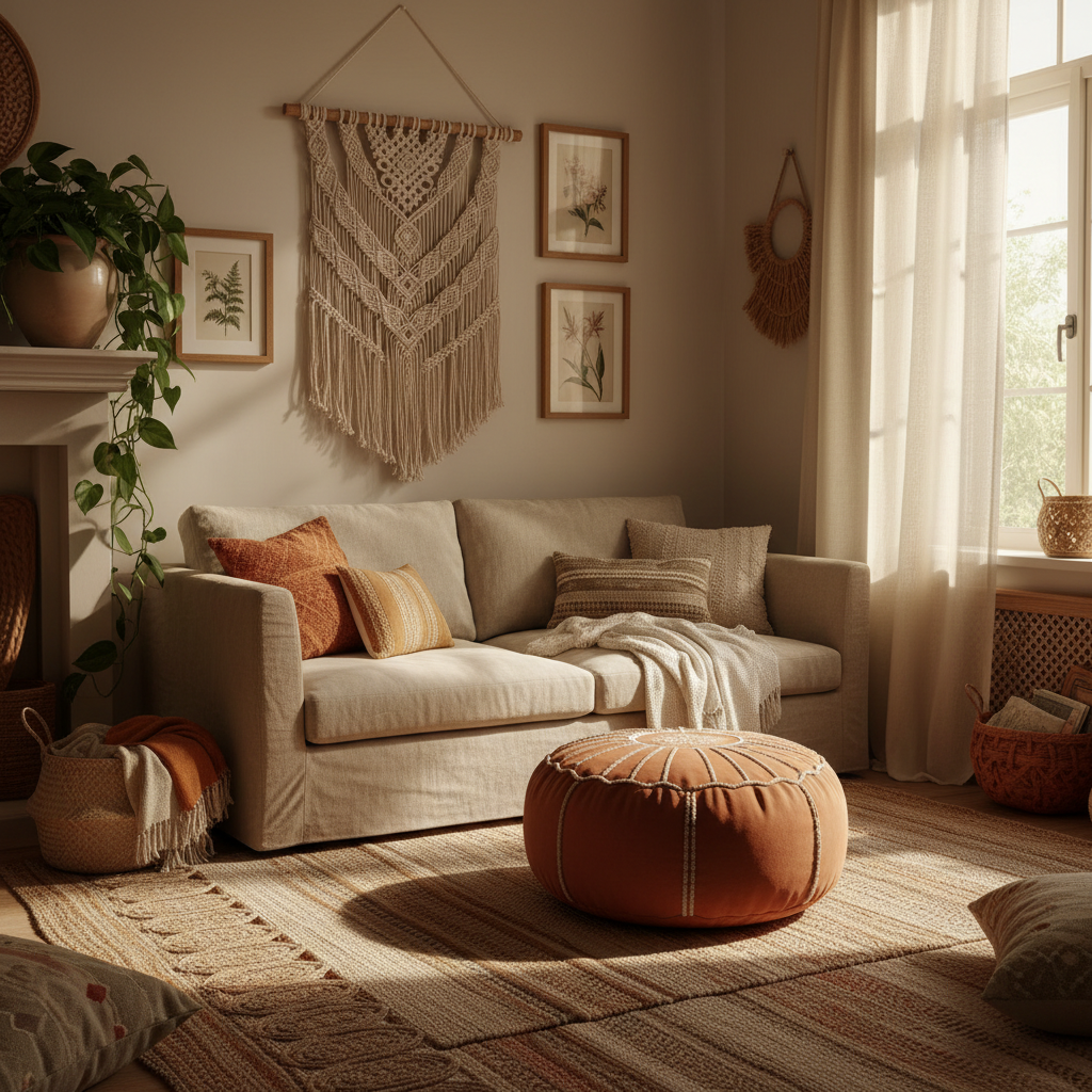 The Seating Gap Nobody Talks About: How a Handcrafted Pouf Ottoman Completes a Boho Living Room