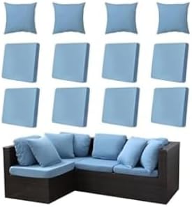 Outdoor Cushion Covers 8-Pack, Stretch Fit, Dark Blue Geometric Pattern