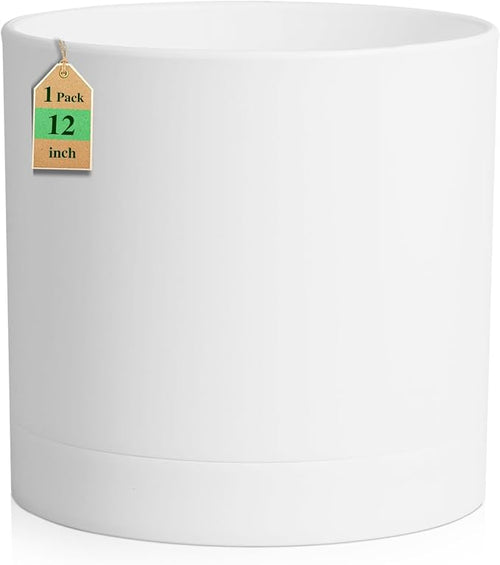 12 Inch Large Deep Flower Pots for Outdoor Indoor Plants, Cylinder Tall Plant by WSMKSZ