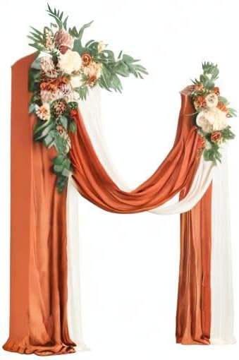 Artificial Flowers Kit for Wedding Arch, Terracotta Silk Swags and Drapes