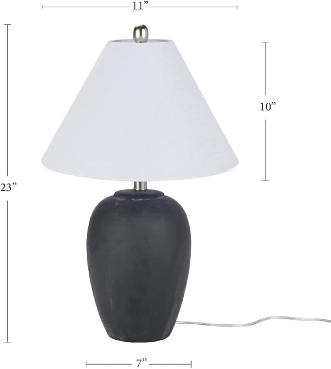 Table Lamp with Black Distressed Ceramic Base, 23-Inch Height