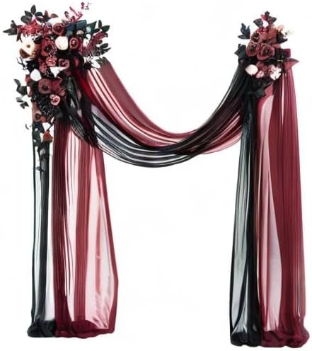 Artificial Flowers Wedding Arch Kit, Black and Burgundy, 4-Piece Set