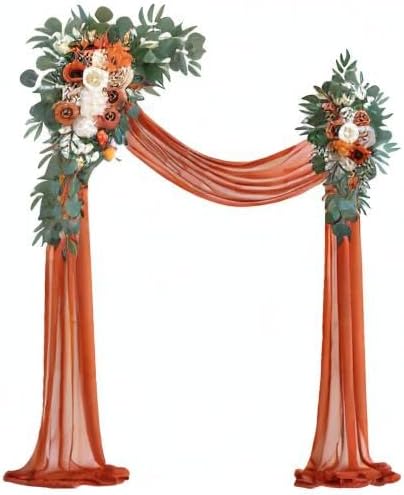 Artificial Flowers Wedding Arch Swag Kit, Burnt Orange, 26ft Fabric