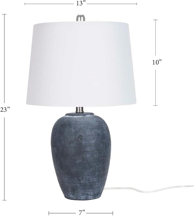 Table Lamp with Black Distressed Ceramic Base, 23-Inch Height