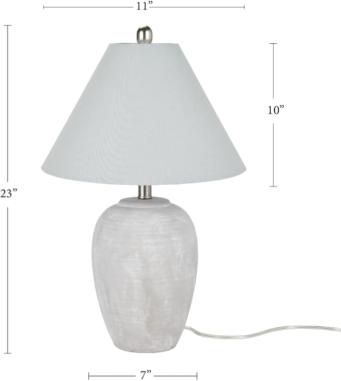 Table Lamp with Gray Distressed Ceramic Base, 23 Inch Height