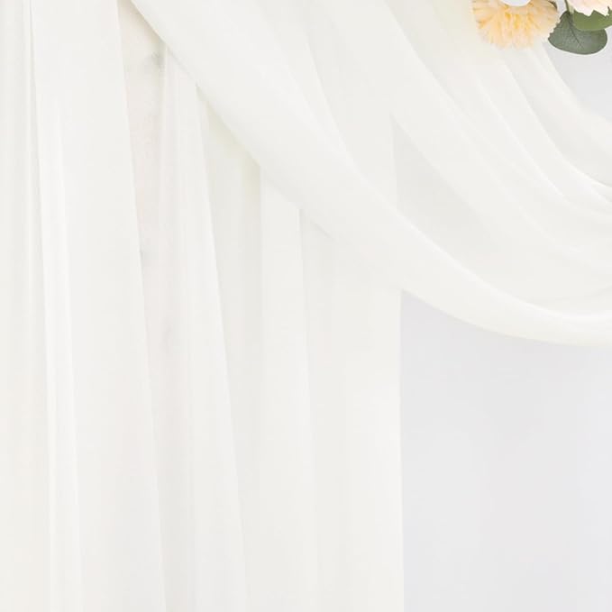 Outdoor Curtains Ivory Sheer Wedding Arch Drapes, 4 Panels 29 x 20 Ft