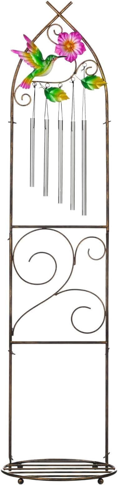 Garden Trellis with Plant Stands, 48” Metal Detachable Hummingbird Plant Pot - Image 2