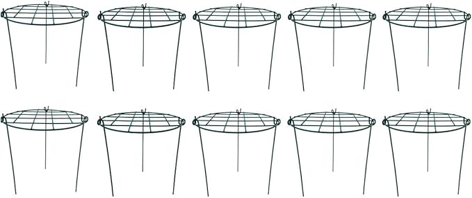Plant Cage Supports, 10 Pack Green Alloy Steel Grow-Through Grid