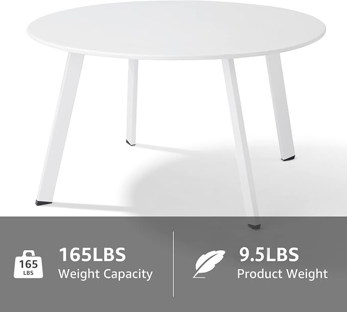 Outdoor Side Table, Outdoor/Indoor Metal Steel Patio Coffee Table, Round - Image 4