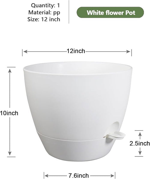 12 inch Large Self Watering Pots, Flower Plant Pots - Image 2