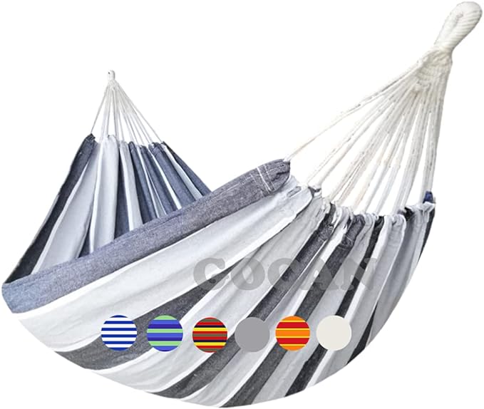 Brazilian Double Hammock 2 Person Extra Large Canvas Cotton Hammock by GOCAN