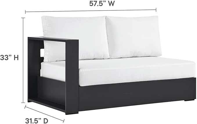 Modway Tahoe Modular Aluminum 2-Piece Outdoor Patio Furniture Gray White - Image 2