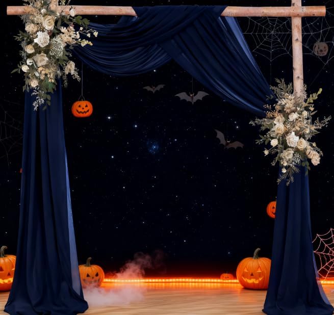 Outdoor Curtains: Navy Blue Chiffon Arch Draping, 29 In x 6 Yd