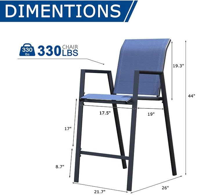 Outdoor Bar Stools Set of 2, Bar Height Chairs - Image 2