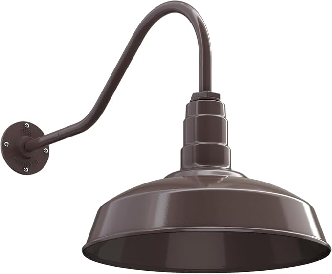 Wall Light Fixture, 16-Inch Dark Bronze Steel Outdoor Barn Style