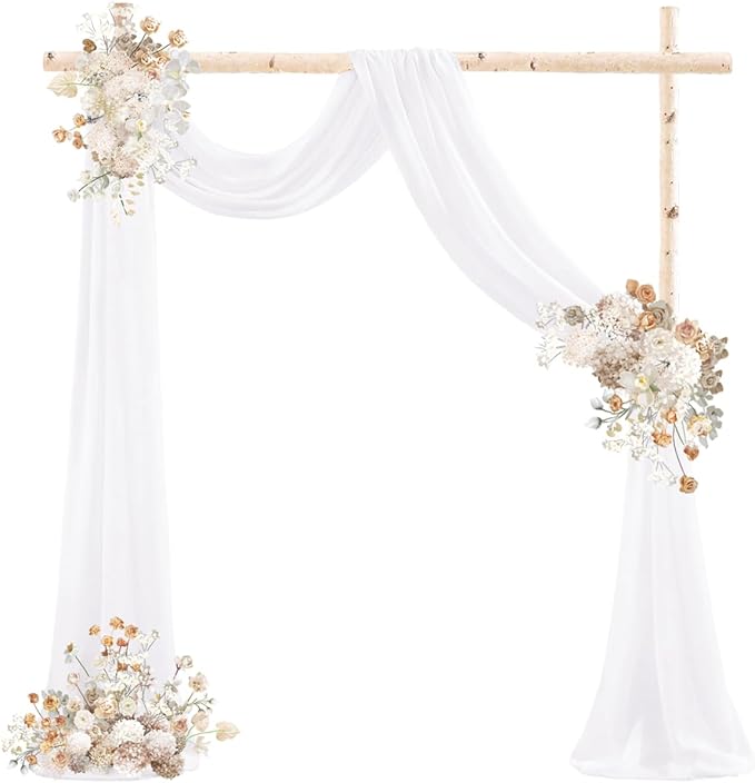 Outdoor Curtains: White Sheer Gauze Arch Drapes, 4 Panels, 29 x 20 Ft