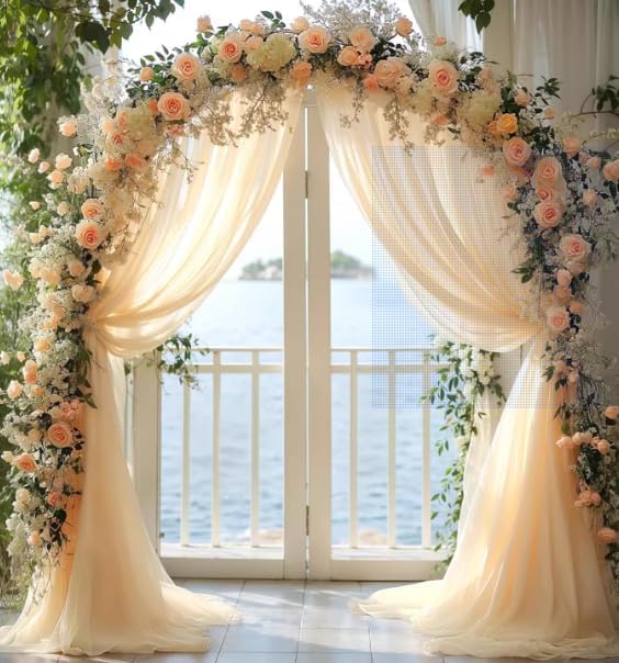 Outdoor Curtain Arch Draping Fabric, Champagne Chiffon, 29 Inch Wide