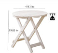 Side Table, Small Round Folding Wooden Patio End Table, White