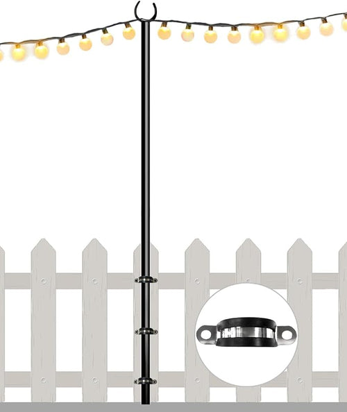 10FT String Light Pole for Outdoor, Heavy Duty Metal Lighting Stand Pole for by Eazielife