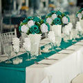 Artificial Flowers: Teal and White Silk Rose Ball Centerpieces