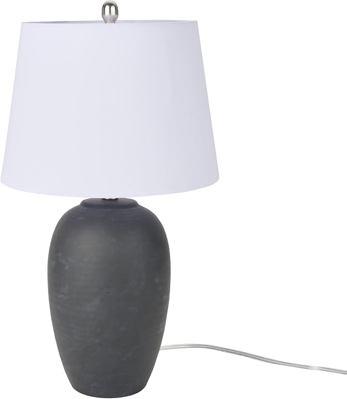 Table Lamp with Black Distressed Ceramic Base, 23-Inch Height