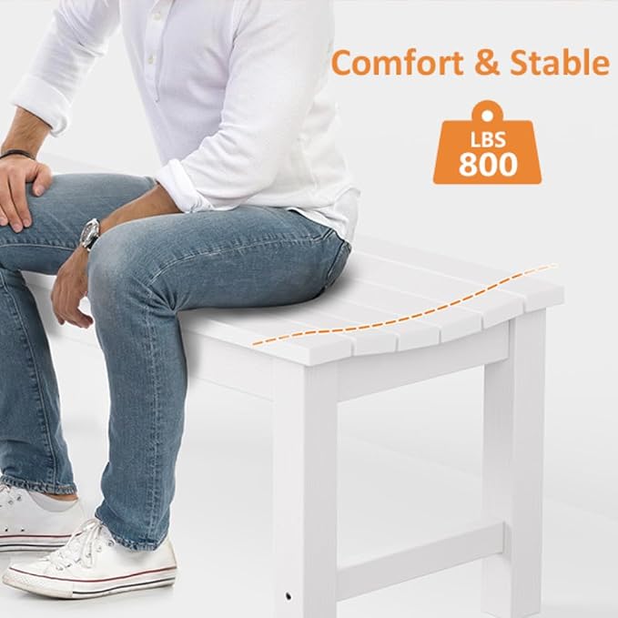 Outdoor Bench Set of 2, 2-Person Patio Backless Benches, HIPS Weatherproof - Image 5