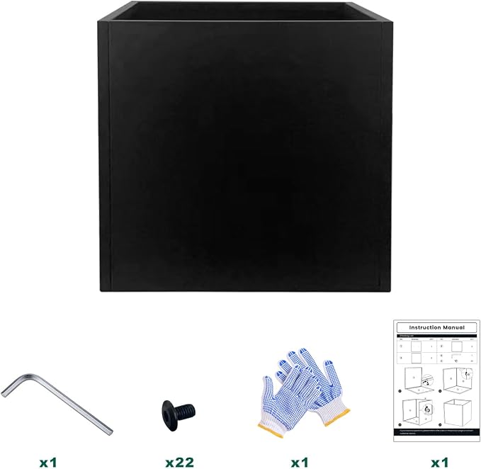 Galvanized Steel Black Planter Box Square 28 in Metal Large Planter Box Outdoor - Image 2