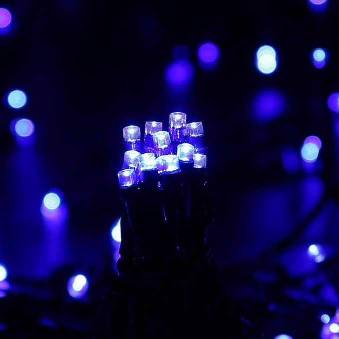 String Lights 72 ft Solar Powered Blue LED, 8 Modes, IP65 Waterproof