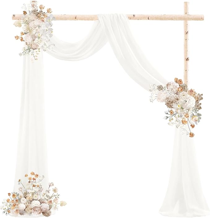 Outdoor Curtains Ivory Sheer Wedding Arch Drapes, 4 Panels 29 x 20 Ft