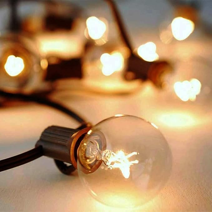 String Lights, 50 ft Clear Globe LED Patio Lights in Warm White