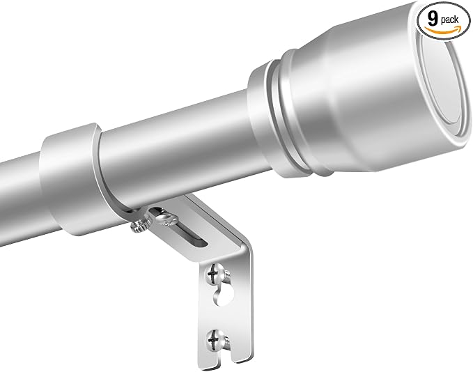 Silver Curtain Rod 30-144 inch 2 Pack, Fit 30 to 142, 66 to 120 inch Windows by Unknown
