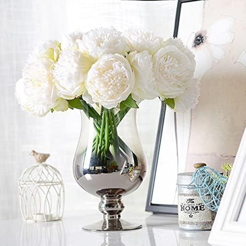 Artificial Peony Flowers, 20 Heads, White Silk-Like Blooms for Home Decor