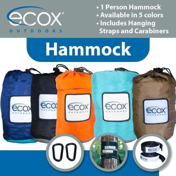 Hammock for One, Blue-Grey Nylon Parachute Hammock with Tree Straps