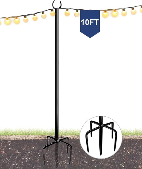 10FT String Light Pole for Outdoor, Heavy Duty Metal Lighting Stand Pole for by Eazielife
