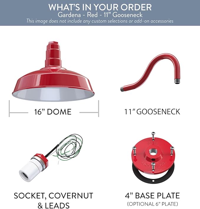 Wall Light Sconce, 16-Inch Red Farmhouse Outdoor Barn Fixture