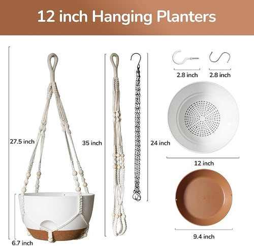 12 Inch Hanging Baskets for Plants Outdoor, Hanging Planters for Indoor Outdoor - Image 2