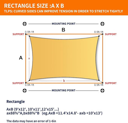 12' x 16' Rectangle Sun Shade Sail Canopy UV Block Sunshade - Image 2