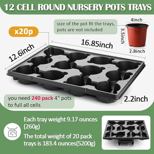 12 Cell Round Nursery Pot Trays Thickened Durable Seedling Pots Shuttle - Image 2
