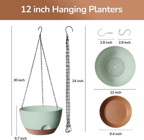 12 Inch Hanging Baskets for Plants Outdoor, Hanging Planters for Indoor Outdoor - Image 2