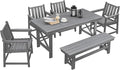 HDPE Outdoor Dining Set of 6, Patio Dining Table Set by SeeHill