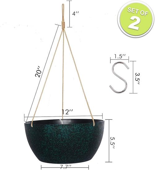 12 Inch 2 Pack Large Hanging Planters - Image 2