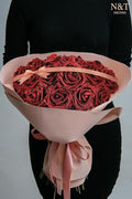 Artificial Flowers: Glitter Red Foam Roses, 3-Inch Heads, 8.2-Inch Stems