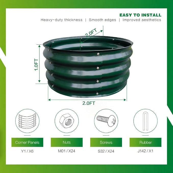 GARDMAX 2x2x1FT Galvanized Round Raised Garden Bed Kit, Metal Planter Boxes - Image 4