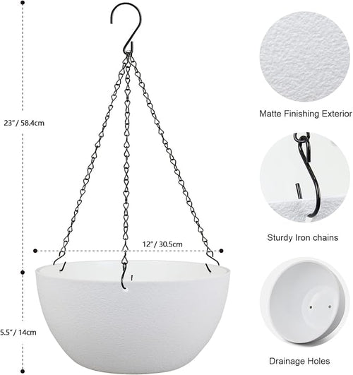12 inch Large Hanging Planters for Indoor Outdoor Plants, 2 Pack Hanging Flower - Image 2