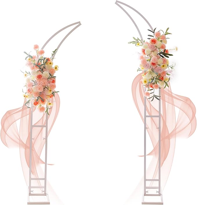 Arbors Metal Wedding Arch Set of 2 White Powder-Coated Backdrop Stands