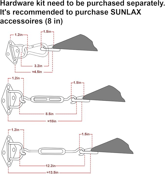 SUNLAX Large Sun Shade Sail 20' x 20' Dark Grey Square Canopy Sail Shade Cover - Image 3