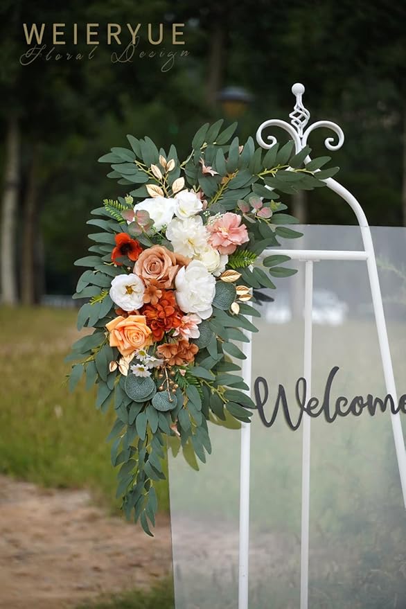 Artificial Flower Swag Kit, 2 Pieces, Caramel and White Silk Blend